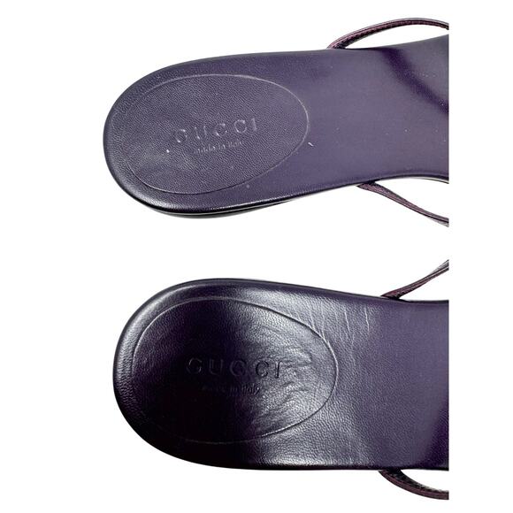 GUCCI Plum Purple GG Silver Crystal Logo Monogram Designer Vintage Sandals US 8 - Picture 6 of 12